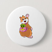 Hamster as Student with Backpack.PNG Ronde Button 7,6 Cm (Voorkant)