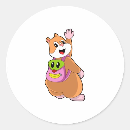 Hamster as Student with Backpack.PNG Ronde Sticker (Voorkant)
