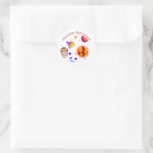 Hamster Astronaut - Grappig Space Explorer-ontwerp Ronde Sticker (Tas)