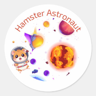 Hamster Astronaut - Grappig Space Explorer-ontwerp Ronde Sticker