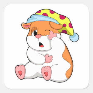 Hamster at Sleeping with Sleepyhead Vierkante Sticker