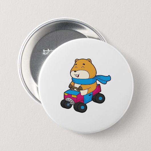 Hamster Auto Ronde Button 7,6 Cm (Voorkant /achterkant)