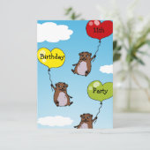 Hamster ballonnen, 11e verjaardag kaart (Staand voorkant)