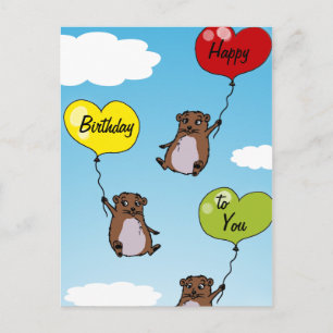 Hamster ballonnen, Happy Birthday voor jou Briefkaart