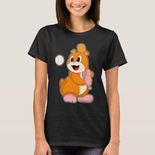 Hamster Baseball Baseball Sport T-shirt (Voorkant)
