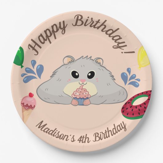 Hamster Bday Pool Party Papieren Bordje (Voorkant)