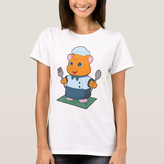 Hamster Bestek Kook Keuken T-shirt (Voorkant)