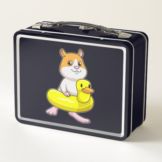 Hamster bij Beach met Duck als Swim ring (Achterkant)