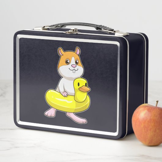 Hamster bij Beach met Duck als Swim ring (In situ)