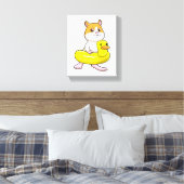 Hamster bij Beach met Duck als Swim ring Canvas Afdruk (Insitu (Slaapkamer))