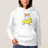 Hamster bij Beach met Duck als Swim ring Hoodie (Voorkant)