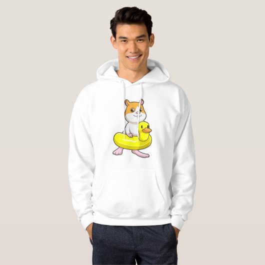 Hamster bij Beach met Duck als Swim ring Hoodie (Voorkant volledig)