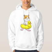 Hamster bij Beach met Duck als Swim ring Hoodie (Voorkant)