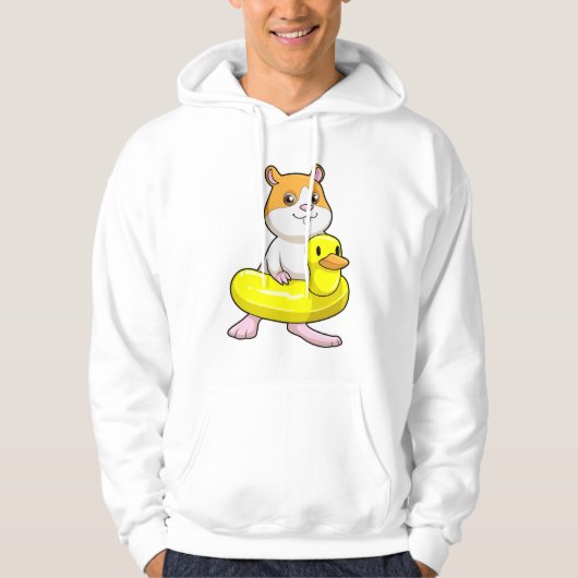 Hamster bij Beach met Duck als Swim ring Hoodie (Voorkant)