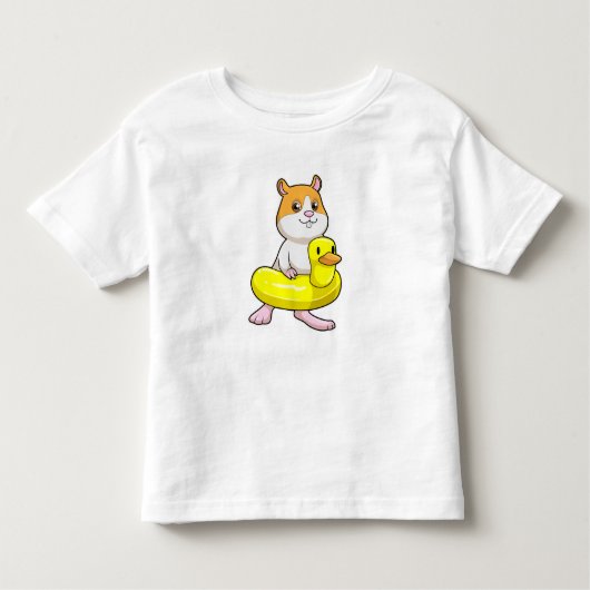 Hamster bij Beach met Duck als Swim ring Kinder Shirts (Voorkant)