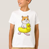 Hamster bij Beach met Duck als Swim ring T-shirt (Voorkant)