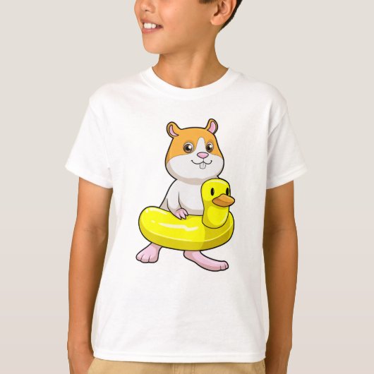 Hamster bij Beach met Duck als Swim ring T-shirt (Voorkant)