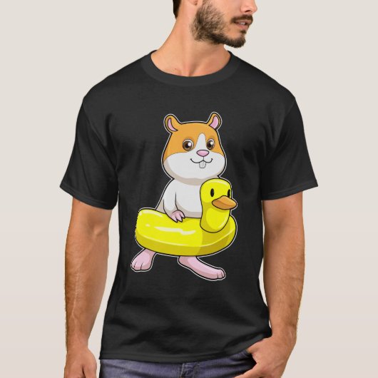 Hamster bij Beach met Duck als Swim ring T-shirt (Voorkant)