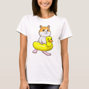 Hamster bij Beach met Duck als Swim ring T-shirt