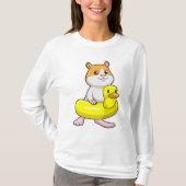Hamster bij Beach met Duck als Swim ring T-shirt (Voorkant)
