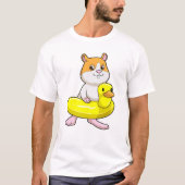 Hamster bij Beach met Duck als Swim ring T-shirt (Voorkant)
