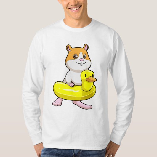Hamster bij Beach met Duck als Swim ring T-shirt (Voorkant)