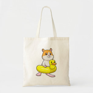 Hamster bij Beach met Duck als Swim ring Tote Bag