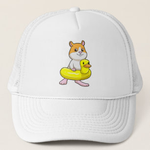 Hamster bij Beach met Duck als Swim ring Trucker Pet