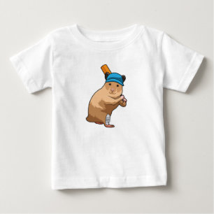 Hamster bij Cricket met cricket bat