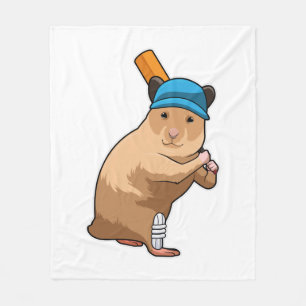 Hamster bij Cricket met cricket bat Fleece Deken