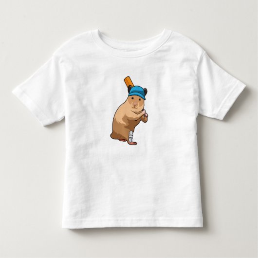 Hamster bij Cricket met cricket bat Kinder Shirts (Voorkant)