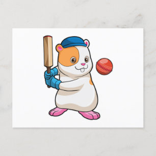Hamster bij Cricket met cricket bat & Pet Briefkaart