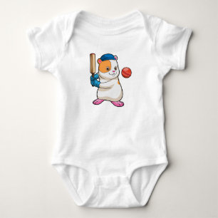 Hamster bij Cricket met cricket bat & Pet Romper