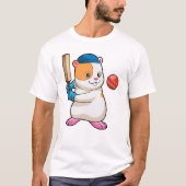 Hamster bij Cricket met cricket bat & Pet T-shirt (Voorkant)