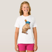 Hamster bij Cricket met cricket bat T-shirt (Voorkant volledig)