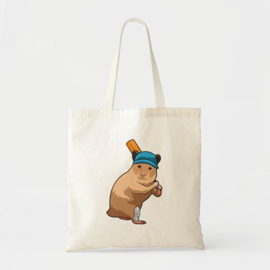 Hamster bij Cricket met cricket bat Tote Bag (Voorkant)