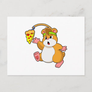 Hamster bij Eating met Pizza Briefkaart