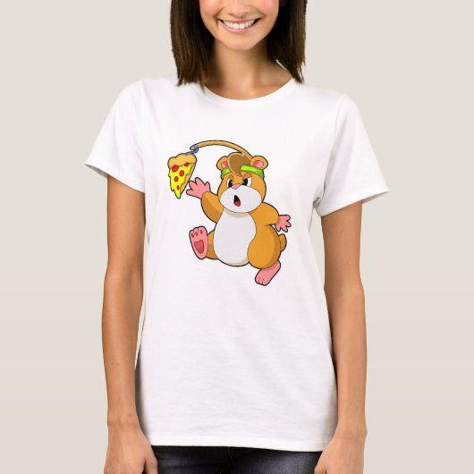 Hamster bij Eating met Pizza T-shirt (Voorkant)
