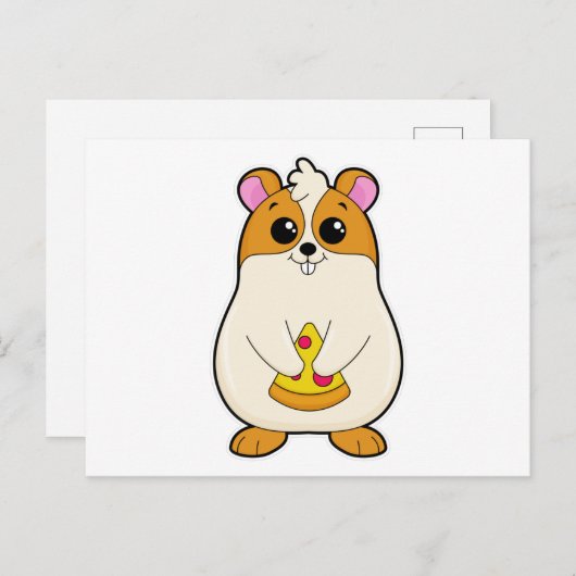 Hamster bij Eating van Pizza Briefkaart (Voorkant / Achterkant)