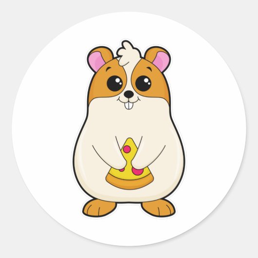 Hamster bij Eating van Pizza Ronde Sticker (Voorkant)