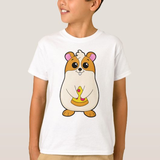 Hamster bij Eating van Pizza T-shirt (Voorkant)
