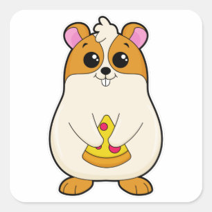 Hamster bij Eating van Pizza Vierkante Sticker