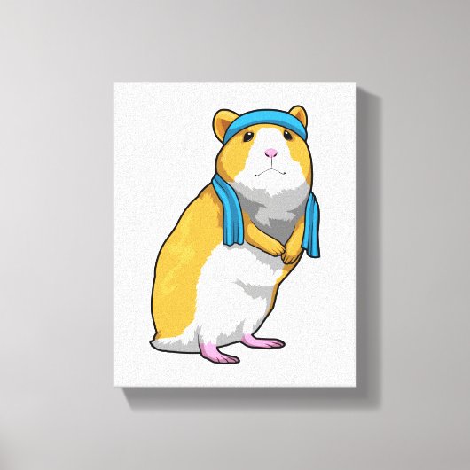 Hamster bij Fitness met handdoek Canvas Afdruk (Voorkant)