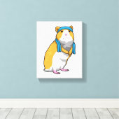 Hamster bij Fitness met handdoek Canvas Afdruk (Insitu (Houten vloer))