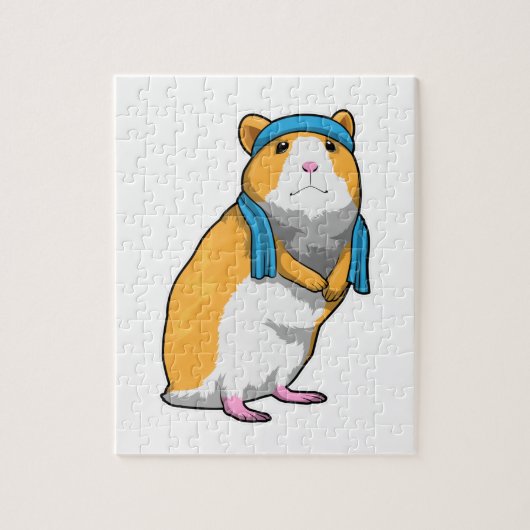 Hamster bij Fitness met handdoek Legpuzzel (Verticaal)