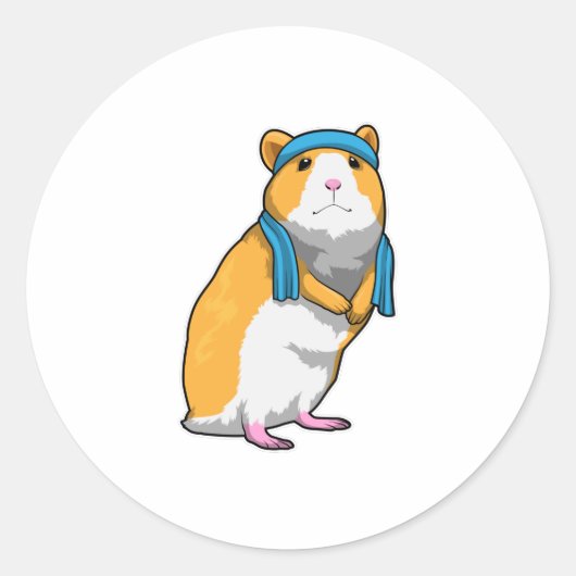 Hamster bij Fitness met handdoek Ronde Sticker (Voorkant)