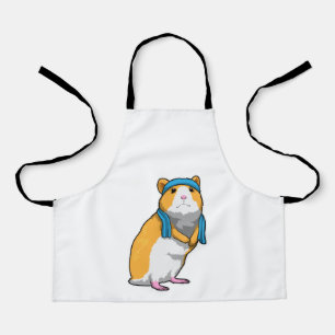 Hamster bij Fitness met handdoek Schort