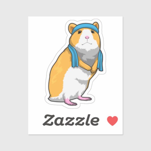 Hamster bij Fitness met handdoek Sticker (Vel)