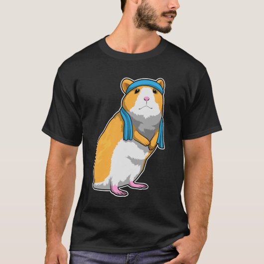 Hamster bij Fitness met handdoek T-shirt (Voorkant)