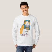 Hamster bij Fitness met handdoek T-shirt (Voorkant volledig)